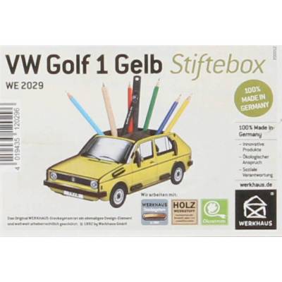 Werkhaus Stiftebox Stiftehalter VW Golf 1 gelb Holz von Werkhaus