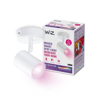 WiZ Imageo 1er-Spot Tunable White and Color, Deckenleuchte, dimmbar, warm- bis kaltweiß, 16 Mio. Farben, smarte Steuerung per App/Stimme über WLAN, weiß von WiZ