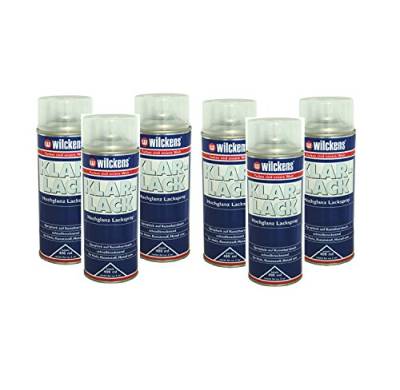 6 x 400ml Wilckens Spraydose Spraylack Alkydharzlack Klarlack hochglanz 100ml/1,08€ von Wilckens