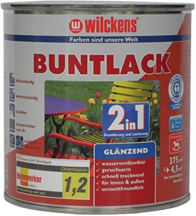 Wilckens 2in1 Acryl Buntlack für Innen und Außen, glänzend, 125 ml, RAL 3000 Feuerrot von Wilckens