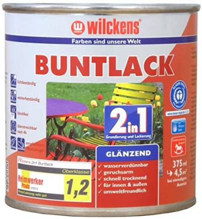 Wilckens 2in1 Acryl Buntlack für Innen und Außen, glänzend, 375 ml, RAL 6005 Moosgrün von Wilckens