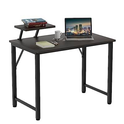Wohenster Schreibtisch mit Kleiner Abnehmbarem Monitorständer, Gaming Tisch Computertisch,Laptoptisch für Zuhause Büro und Wohnzimmer, Schwarzer Bürotisch, 80x40x75 cm von Wohenster