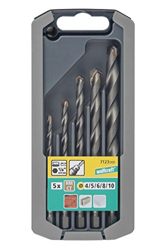 wolfcraft Steinbohrer-Set HM-bestückt, Sechskant-Schaft, Ø 4-10 mm, 5-tlg. I 7123000 I Für Bohrungen in Mauerwerk, Kunst- und Naturstein von wolfcraft