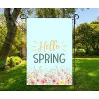 Hello Spring Blumen Garten Flagge, Willkommen, Meter Outdoor Dekor, Blumen, Vorgarten Haustür Floral von WoodridgeCreek