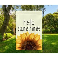Hello Sunshine Sonnenblumen Garten Fahne, Flagge, Outdoor Dekor, Sommer, Frühling, Geschenk Zur Hauseinmung, Blume, Floral, Bedruckte Fahne von WoodridgeCreek