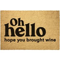 Oh Hello Hope You Brought Wine Door Mat Outdoor, Willkommen, Hausgeschenk, Deko, Wohndekoration, Wohngeschenk, Abschlussgeschenk, Matte von WoodridgeCreek