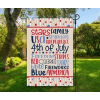 sterne Familie Usa Americana Garten Flagge; Sommer Meter Outdoor Dekor, Feuerwerk, Freiheit, 4. Juli, Rot Weiß Und Blau, Amerika, Dekor von WoodridgeCreek
