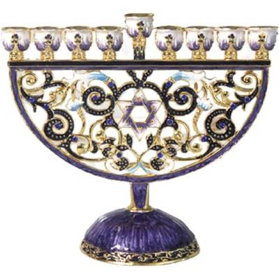 Emaille Hanukkah Menorah Kerzenleuchter Antike Kerzenhalter Partyornamente Geschenk von Wudaizhi
