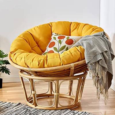 XINYUWZ Papasansessel Kissen,Rund Papasan Sessel,Polster Für Papasansessel,Auflage,Polyrattan Sessel Hängesessel Kissen Papasan Stuhlkissen,(Nur Stuhlkissen),Weiß(Size:100x100cm,Color:Gelb) von XINYUWZ