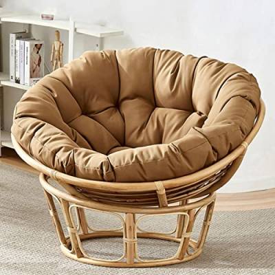 XINYUWZ Papasansessel Kissen,Rund Papasan Sessel,Polster Für Papasansessel,Auflage,Polyrattan Sessel Hängesessel Kissen Papasan Stuhlkissen,(Nur Stuhlkissen),Weiß(Size:120x120cm,Color:Hellbraun) von XINYUWZ