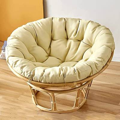 XINYUWZ Papasansessel Kissen,Rund Papasan Sessel,Polster Für Papasansessel,Auflage,Polyrattan Sessel Hängesessel Kissen Papasan Stuhlkissen,(Nur Stuhlkissen),Weiß(Size:130x130cm,Color:Beige) von XINYUWZ