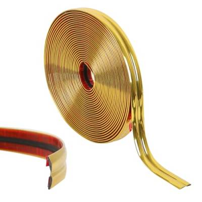 Gold Zierleisten Selbstklebend,10M Flexible Knickleiste PVC Abschlussleiste Selbstklebend Deckenleisten Stuckleisten Wand Fliesenkante und Eckendekor - Schälen und aufkleben (Gold) von XLSBZ