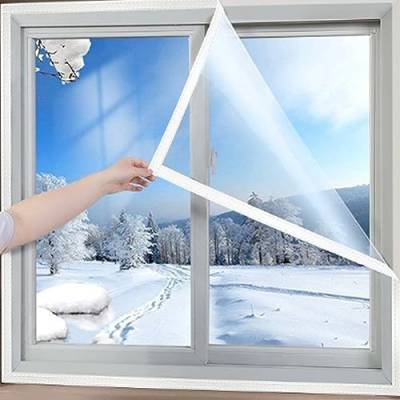 Thermo Cover Fenster Isolierfolie,Transparente Thermofolie Fenster Winter Winddichte Kälteschutz Wärmefolie mit Klettverschluss,Einfach zu Installieren und zu Entfernen (120x80cm) von XLSBZ