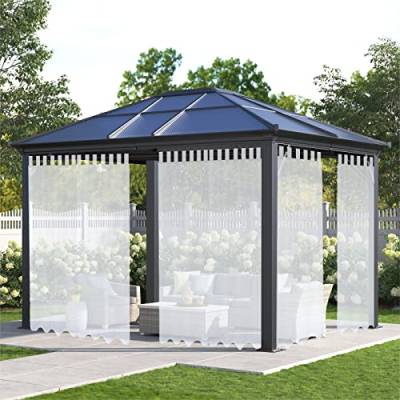 XUIAQZW Outdoor Vorhang Wetterfest mit Klettverschluss Weiß Transparent (2 Stücke) 80x200(BxH) cm Terrasse Vorhänge Outdoor Gardinen Wasserdicht Sonnenschutz von XUIAQZW