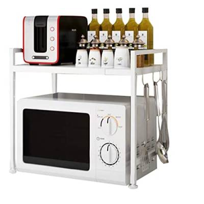 XYMJT Küchen-Mikrowellen-Ofenregal, einziehbares Küchenarbeitsplatten-Aufbewahrungsregal, 2-stufiges, erweiterbares Küchenarbeitsplatten-Aufbewahrungsregal für den Küchenbüro-Arbeitsplat von XYMJT
