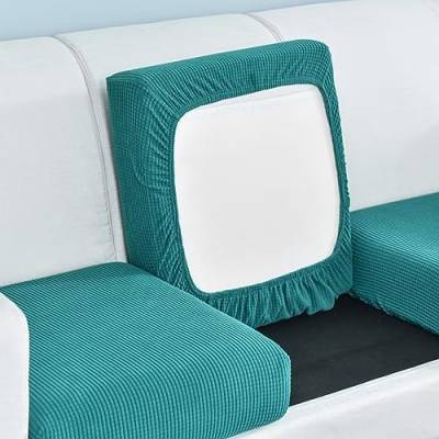 XYMJT Sofakissenbezüge, Stretch-Sofa-Sitzkissenbezüge, Couch-Kissenbezüge, Ersatz-Möbelschutz, Sitz for Wohnzimmer, individuelles Kissen (Color : Blue-Green, Size : 1 seat) von XYMJT