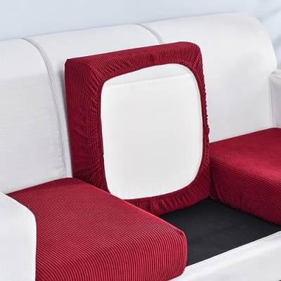 XYMJT Sofakissenbezüge, Stretch-Sofa-Sitzkissenbezüge, Couch-Kissenbezüge, Ersatz-Möbelschutz, Sitz for Wohnzimmer, individuelles Kissen (Color : Wine Red, Size : 1 seat) von XYMJT