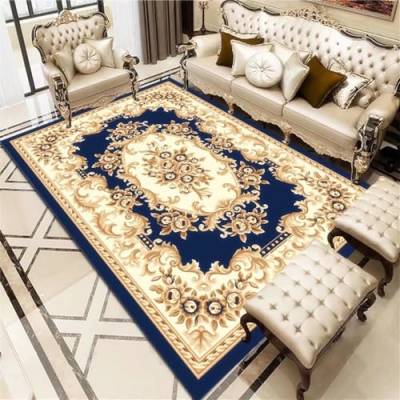 Xiaosua Teppich Teenager Blau Schlafzimmerteppich Mit Geometrischem Floralem Vintage-Muster Zimmer Teppich 200X250CM Teppich Unter Esstisch 6Ft 6.7''X8Ft 2.4'' von Xiaosua