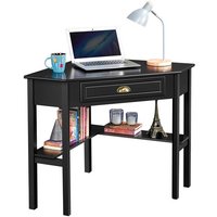 Schreibtisch Ecktisch Platzsparender Computertisch mit Schublade und Regalen Eckschreibtisch für Kleiner Raum, 106 × 71,5 × 77 cm Schwarz - Yaheetech von YAHEETECH