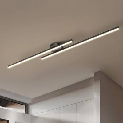 YHQSYKS Dimmbare Deckenleuchte, 20 W/26 W/30 W halbbündige moderne LED-Deckenleuchten, industrieller linearer schwarzer Kronleuchter für Esszimmer, Wohnzimmer, Küche mit Fernbedienung von YHQSYKS