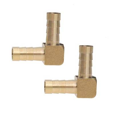 YINETTECH 2 Stück 8 mm Widerhaken Messing Schlauchverschraubung 90 Grad Bogen Kraftstoffschlauch Verbindungsstück Rohrverbinder Adapter 5/16 Zoll Gold für Luft, Wasser, Kraftstofföl von YINETTECH