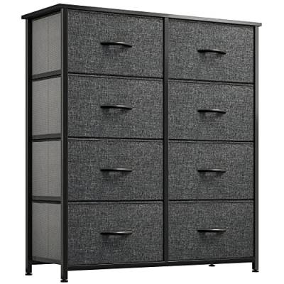 YITAHOME Kommode mit Schubladen, Schrank mit 8 Schubladen aus Stoff, Aufbewahrungskommode Industrial Stil für Schlafzimmer, Wohnzimmer, Kinderzimmer, Flur, Aufbewahrungsschrank (Schwarzgrau) von YITAHOME