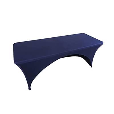 YLONN Strechhussen, Stretch Tischdecke, Hussen Bierzeltgarnitur Stretchhussen, Spandex Tight Fit, rechteckige Tisch Cover-dj, Messen, (Navy Blau,122x60x76 cm) von YLONN