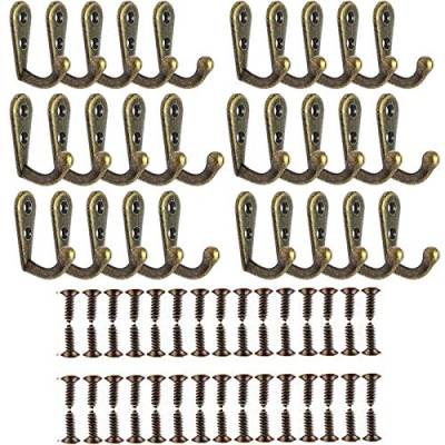 Yangbaga Schlüsselhaken Vintage Kleiderhaken mit Schrauben Huthaken, Wandhaken, Garderobenhaken, Gartenhaken Dekorativen Haken für Schlüssel, Taschen, Handtücher, Bronze (30 Stücks) von Yangbaga