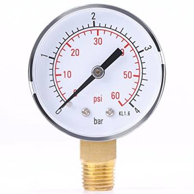 Yosoo Health Gear 1/4 "NPT-Niederdruckmanometer für Kraftstoff, Luft, Öl oder Wasser 0-4 bar/0-60 psi, Niederdruckmanometer Kraftstoffmanometer Wasserdruckmesser Öldruckmesser Manometer von Yosoo Health Gear