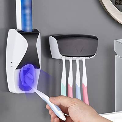 Yuehuamech Elektrische Zahnbürstenhalter Wandmontierte automatische Zahnpasta Spender Set Zahnpasta Squeezing und Zahnbürstenhalter Set Badezimmer Zubehör von Yuehuamech