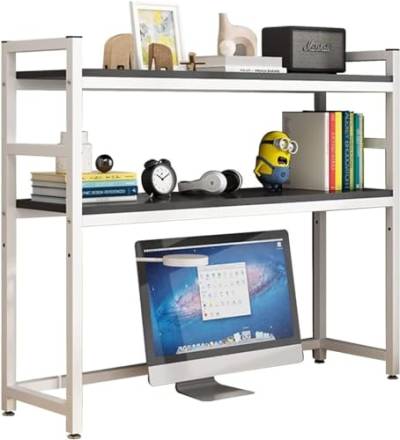 Verstellbares Bücherregal mit 2 Ebenen, Schreibtisch-Bücherregal für Computertisch, multifunktionaler freistehender Schreibtisch-Organizer, Aufbewahrungsregal für Büro und Zuhause von ZAIHW