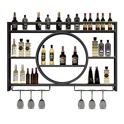 An der Wand montierte Weinregale, Bar-Weinregal, an der Wand montiertes Champagner-Stielglas-Aufbewahrungsregal, multifunktionaler Flaschenhalter aus Eisen, Weinglasregal, Barregale für Spirituosenf von ZJDYDY