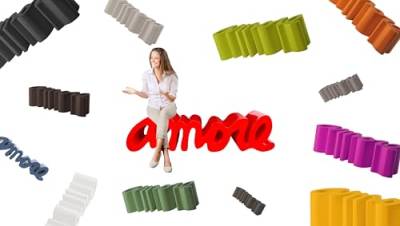 ZStyle Amore Slide Bank - Bank - Sitzbank - Rot - Weiß - Design - Polyethylen - Innen- / Außen - Modern - Beschriftung - Designer Giò Colonna Romano (Lime) von ZStyle
