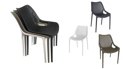 ZStyle Karibe Outdoor-Stuhl, Garten, Kunststoff, stapelbar, Polypropylen, für Terrasse, Veranda (weiß) von ZStyle