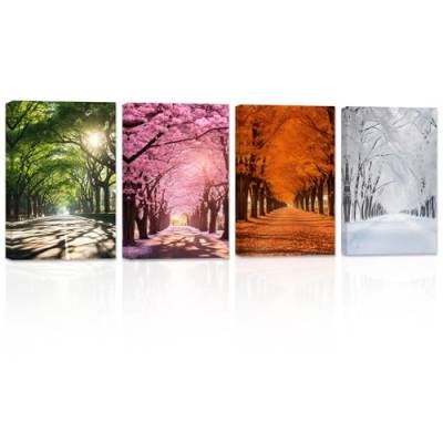 ZXHYWYM Vier Jahreszeiten Leinwandbilder 4 teilig Frühling Sommer Herbst Winter Bild Drucke Naturlandschaft Gemälde moderne Heimdekoration (Bild-2, (20.00 x 30.00 cms x 4 Teilig)) von ZXHYWYM
