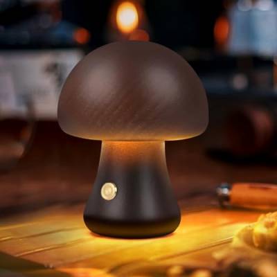 Nachttischlampe Led Touch Dimmbar aus Holz, Tragbar Pilz Lampe, Tischlampe für Wohnzimmer, USB Kabellos Nachtlicht Stilllicht, Moderne Wooden Mushroom Bedside Lamp für Schlafzimmer Kinderzimmer von ZZLLKQ