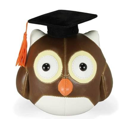 Züny Eule mit Doktorhut Buch- und Türstopper Groß Braun (Owl with graduation) von Züny