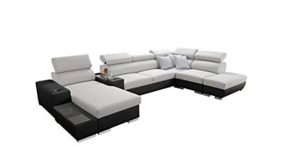 All4All Ecksofa Ponti mit Schlaffunktion Wohnlandschaft Bettkasten Schwarz Grau Lila Blau Links Rechts Groß XXL 26 (Links, Sawana 84 + Ekj 5) von All4All