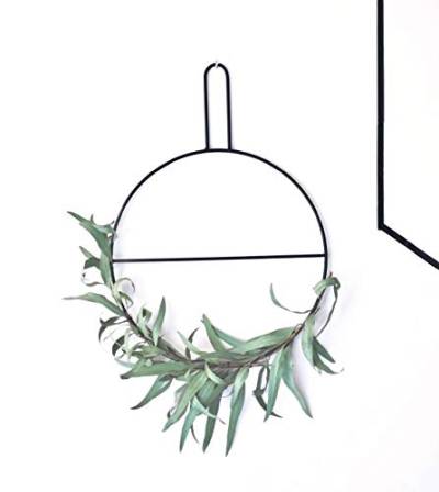 anaan Circle Design Wandkranz Metall Ring Eukalyptuskranz Kranz Handtuchhalter & Zeitschriftenhalter schwarz Wanddeko Türdeko (S Φ30*40cm) von anaan