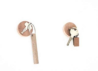 anaan Cimukou Magnete Schlüsselhalter Holz Wand Schlüssel Schlüsselhaken Organizer Schlüsselbrett Kühlschrank Magnete Klammerhalter Design (Buchenholz 2er Set) von anaan