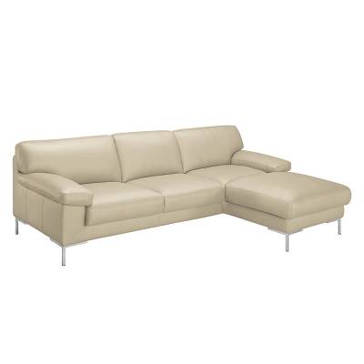 ars manufacti Ecksofa Parlin Beige Echtleder 257x82x168 cm (BxHxT) Industrial von Fredriks