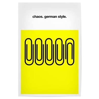 artboxONE Poster 45x30 cm Statements & Quotes Typografie German Chaos - Bild Typografie büroklammern Chaos von artboxONE