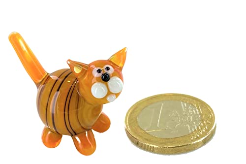 Katze mini Gelb gestreift 2 Miniatur Tiger Kätzchen mit Streifen - Deko Setzkasten Glücksbringer von basticks