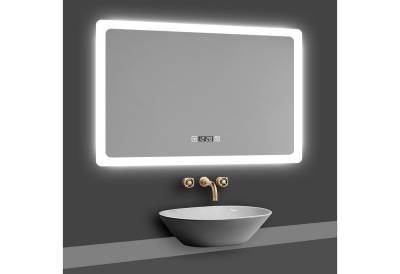 duschspa Badspiegel 50-160cm Touch, Beschlagfrei, energiesparend, Digital-Uhr von duschspa