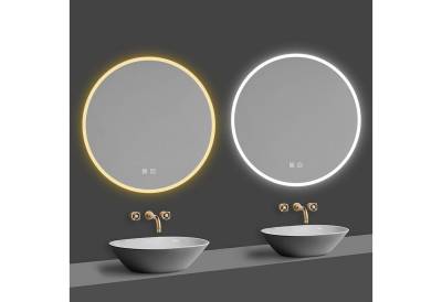 duschspa Badspiegel Rund Spiegel Kalt/Warmweiß, Touch, Beschlagfrei, dimmbar von duschspa