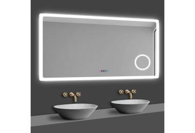 duschspa Badspiegel 80-160cm 3 Lichtfarbe, Uhr, Beschlagfrei, 3-Fach Schminkspiegel, dimmbar von duschspa