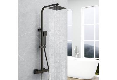 duschspa Duschsystem Wandmontage mit Thermostat Regendusche Schwarz Quadratisch von duschspa