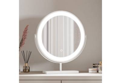duschspa Kosmetikspiegel Schminkspiegel LED Kosmetikspiegel mit Beleuchtung Tischspiegel, mit Touch, 3 Lichtfarben Dimmbar, Memory-Helligkeit, 360° Drehbar von duschspa