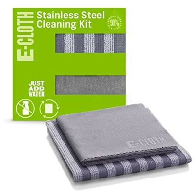 e-cloth Edelstahl-Reinigungsset, Mikrofaser, Silber & Grau, 2 Tuchset, 1 Packung von e-cloth