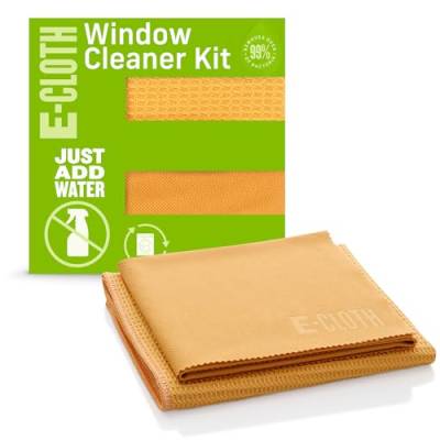 e-cloth Fenster-Reinigungsset, Mikrofaser, Orange, 2 Tuchset, 1 Packung von e-cloth